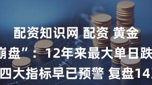 配资知识网 配资 黄金“妖股式崩盘”:12年来最大单日跌幅背后 四大指标早已预警 复盘14次历史大跌预示什么?