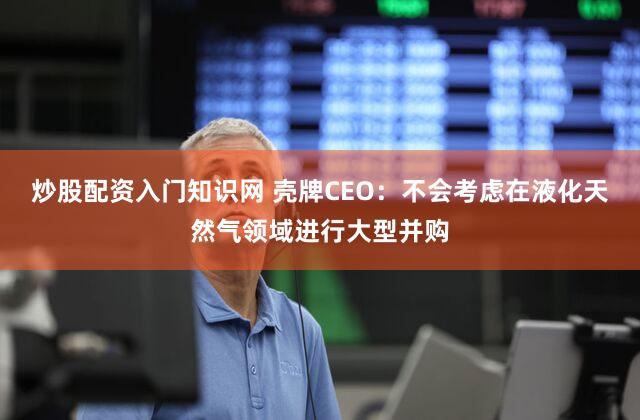 炒股配资入门知识网 壳牌CEO：不会考虑在液化天然气领域进行大型并购